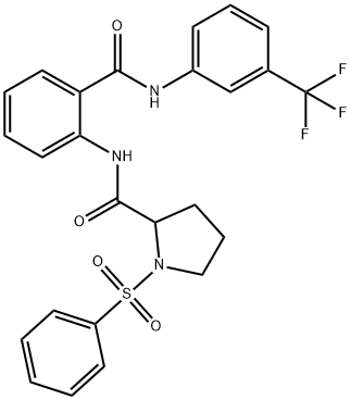 1-(benzenesulfonyl)-N-[2-[[3-(trifluoromethyl)phenyl]carbamoyl]phenyl]pyrrolidine-2-carboxamide Struktur