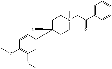 4-(3,4-dimethoxyphenyl)-1-methyl-1-phenacylpiperidin-1-ium-4-carbonitrile Struktur