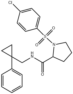 1-(4-chlorophenyl)sulfonyl-N-[(1-phenylcyclopropyl)methyl]pyrrolidine-2-carboxamide Struktur