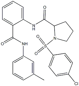 1-(4-chlorophenyl)sulfonyl-N-[2-[(3-methylphenyl)carbamoyl]phenyl]pyrrolidine-2-carboxamide Struktur