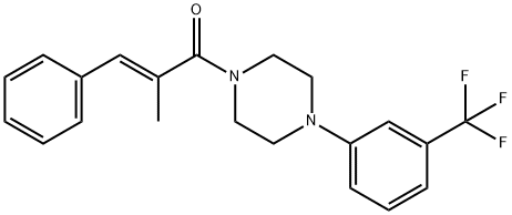 (E)-2-methyl-3-phenyl-1-[4-[3-(trifluoromethyl)phenyl]piperazin-1-yl]prop-2-en-1-one Struktur