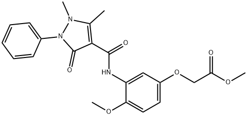 methyl 2-[3-[(1,5-dimethyl-3-oxo-2-phenylpyrazole-4-carbonyl)amino]-4-methoxyphenoxy]acetate Struktur