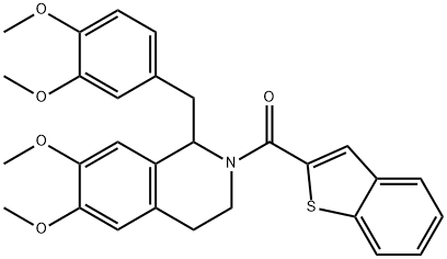 1-benzothiophen-2-yl-[1-[(3,4-dimethoxyphenyl)methyl]-6,7-dimethoxy-3,4-dihydro-1H-isoquinolin-2-yl]methanone Struktur