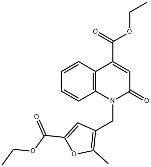 ethyl 1-[(5-ethoxycarbonyl-2-methylfuran-3-yl)methyl]-2-oxoquinoline-4-carboxylate Struktur