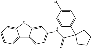 1-(4-chlorophenyl)-N-dibenzofuran-3-ylcyclopentane-1-carboxamide Struktur