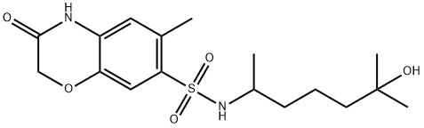 N-(6-hydroxy-6-methylheptan-2-yl)-6-methyl-3-oxo-4H-1,4-benzoxazine-7-sulfonamide Struktur