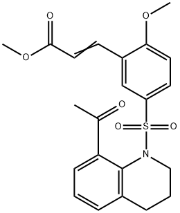 methyl (E)-3-[5-[(8-acetyl-3,4-dihydro-2H-quinolin-1-yl)sulfonyl]-2-methoxyphenyl]prop-2-enoate Struktur