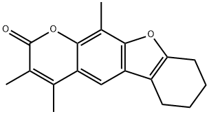 3,4,11-trimethyl-6,7,8,9-tetrahydro-[1]benzofuro[3,2-g]chromen-2-one Struktur