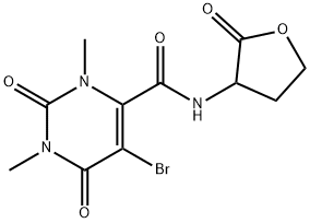 5-bromo-1,3-dimethyl-2,6-dioxo-N-(2-oxooxolan-3-yl)pyrimidine-4-carboxamide Struktur