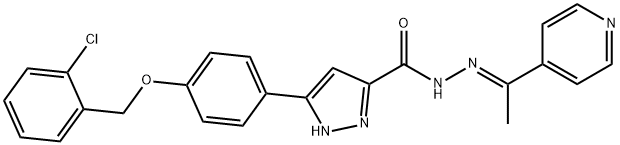 3-[4-[(2-chlorophenyl)methoxy]phenyl]-N-[(E)-1-pyridin-4-ylethylideneamino]-1H-pyrazole-5-carboxamide Struktur