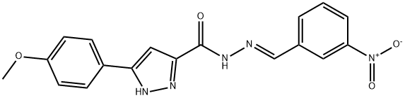 3-(4-methoxyphenyl)-N-[(E)-(3-nitrophenyl)methylideneamino]-1H-pyrazole-5-carboxamide Struktur