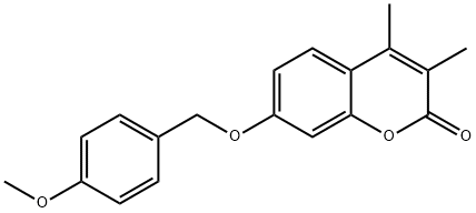 7-[(4-methoxyphenyl)methoxy]-3,4-dimethylchromen-2-one Struktur