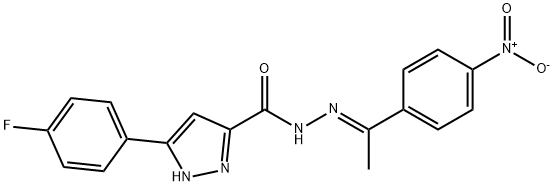 3-(4-fluorophenyl)-N-[(E)-1-(4-nitrophenyl)ethylideneamino]-1H-pyrazole-5-carboxamide Struktur