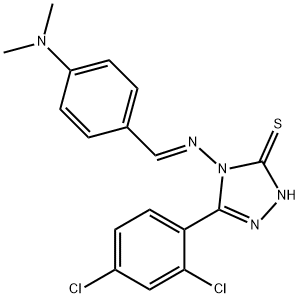 3-(2,4-dichlorophenyl)-4-[(E)-[4-(dimethylamino)phenyl]methylideneamino]-1H-1,2,4-triazole-5-thione Struktur