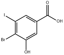 4-Bromo-3-hydroxy-5-iodo-benzoic acid Struktur