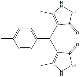 5-methyl-4-[(3-methyl-5-oxo-1,2-dihydropyrazol-4-yl)-(4-methylphenyl)methyl]-1,2-dihydropyrazol-3-one Struktur