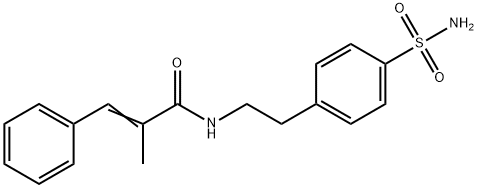 (Z)-2-methyl-3-phenyl-N-[2-(4-sulfamoylphenyl)ethyl]prop-2-enamide Struktur