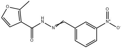 2-methyl-N-[(E)-(3-nitrophenyl)methylideneamino]furan-3-carboxamide Struktur