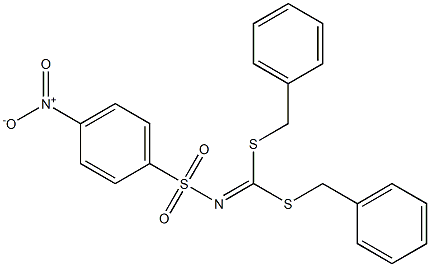 N-[bis(benzylsulfanyl)methylidene]-4-nitrobenzenesulfonamide Struktur