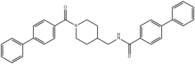 4-phenyl-N-[[1-(4-phenylbenzoyl)piperidin-4-yl]methyl]benzamide Struktur