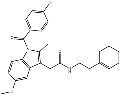 2-[1-(4-chlorobenzoyl)-5-methoxy-2-methylindol-3-yl]-N-[2-(cyclohexen-1-yl)ethyl]acetamide Struktur