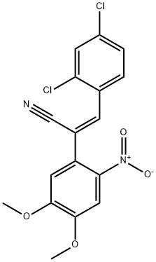 (Z)-3-(2,4-dichlorophenyl)-2-(4,5-dimethoxy-2-nitrophenyl)prop-2-enenitrile Struktur