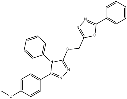 2-[[5-(4-methoxyphenyl)-4-phenyl-1,2,4-triazol-3-yl]sulfanylmethyl]-5-phenyl-1,3,4-oxadiazole Struktur