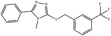 4-methyl-3-phenyl-5-[[3-(trifluoromethyl)phenyl]methylsulfanyl]-1,2,4-triazole Struktur