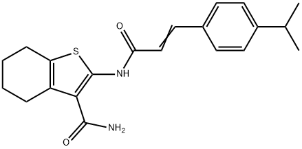 2-[[(Z)-3-(4-propan-2-ylphenyl)prop-2-enoyl]amino]-4,5,6,7-tetrahydro-1-benzothiophene-3-carboxamide Struktur