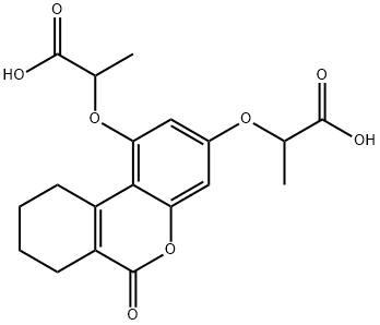 2-[[1-(1-carboxyethoxy)-6-oxo-7,8,9,10-tetrahydrobenzo[c]chromen-3-yl]oxy]propanoic acid Struktur