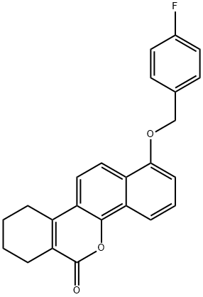 1-[(4-fluorophenyl)methoxy]-7,8,9,10-tetrahydronaphtho[1,2-c]isochromen-6-one Struktur