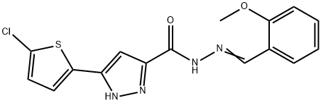 5-(5-chlorothiophen-2-yl)-N-[(E)-(2-methoxyphenyl)methylideneamino]-1H-pyrazole-3-carboxamide Struktur