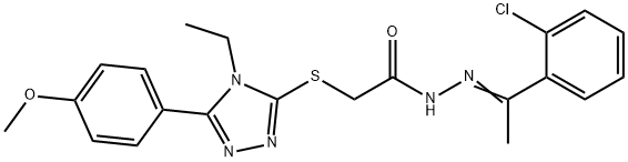 N-[(Z)-1-(2-chlorophenyl)ethylideneamino]-2-[[4-ethyl-5-(4-methoxyphenyl)-1,2,4-triazol-3-yl]sulfanyl]acetamide Struktur