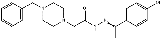 4-[(E)-N-[[2-(4-benzylpiperazin-1-ium-1-yl)acetyl]amino]-C-methylcarbonimidoyl]phenolate Struktur