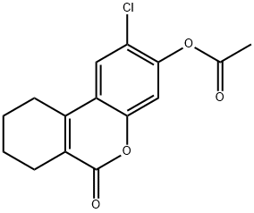 (2-chloro-6-oxo-7,8,9,10-tetrahydrobenzo[c]chromen-3-yl) acetate Struktur