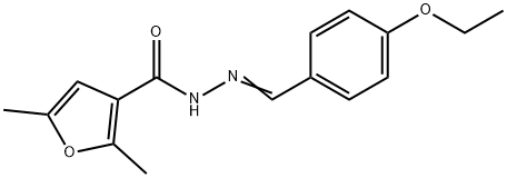 N-[(E)-(4-ethoxyphenyl)methylideneamino]-2,5-dimethylfuran-3-carboxamide Struktur