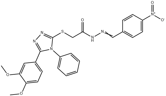 2-[[5-(3,4-dimethoxyphenyl)-4-phenyl-1,2,4-triazol-3-yl]sulfanyl]-N-[(Z)-(4-nitrophenyl)methylideneamino]acetamide Struktur