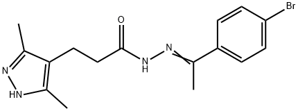 N-[(Z)-1-(4-bromophenyl)ethylideneamino]-3-(3,5-dimethyl-1H-pyrazol-4-yl)propanamide Struktur