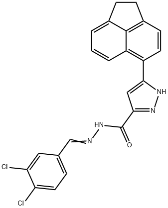 N-[(E)-(3,4-dichlorophenyl)methylideneamino]-3-(1,2-dihydroacenaphthylen-5-yl)-1H-pyrazole-5-carboxamide Struktur