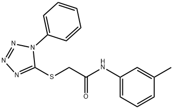 N-(3-methylphenyl)-2-(1-phenyltetrazol-5-yl)sulfanylacetamide Struktur