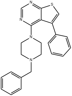 4-(4-benzylpiperazin-1-yl)-5-phenylthieno[2,3-d]pyrimidine Struktur