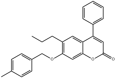 7-[(4-methylphenyl)methoxy]-4-phenyl-6-propylchromen-2-one Struktur