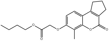 butyl 2-[(6-methyl-4-oxo-2,3-dihydro-1H-cyclopenta[c]chromen-7-yl)oxy]acetate Struktur