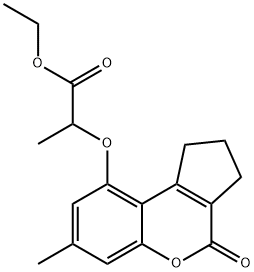 ethyl 2-[(7-methyl-4-oxo-2,3-dihydro-1H-cyclopenta[c]chromen-9-yl)oxy]propanoate Struktur