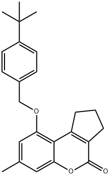 9-[(4-tert-butylphenyl)methoxy]-7-methyl-2,3-dihydro-1H-cyclopenta[c]chromen-4-one Struktur