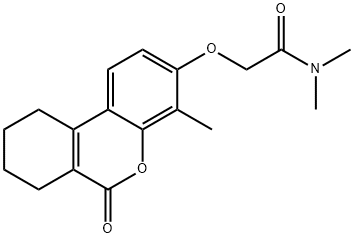 N,N-dimethyl-2-[(4-methyl-6-oxo-7,8,9,10-tetrahydrobenzo[c]chromen-3-yl)oxy]acetamide Struktur