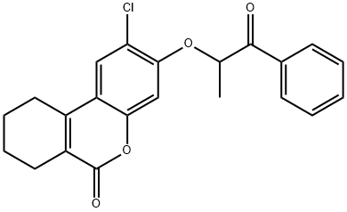 2-chloro-3-(1-oxo-1-phenylpropan-2-yl)oxy-7,8,9,10-tetrahydrobenzo[c]chromen-6-one Struktur