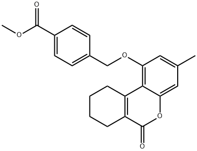 methyl 4-[(3-methyl-6-oxo-7,8,9,10-tetrahydrobenzo[c]chromen-1-yl)oxymethyl]benzoate Struktur