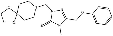 2-(1,4-dioxa-8-azaspiro[4.5]decan-8-ylmethyl)-4-methyl-5-(phenoxymethyl)-1,2,4-triazole-3-thione Struktur