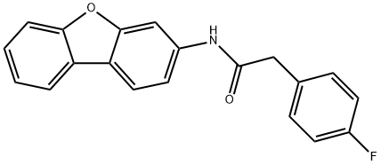 N-dibenzofuran-3-yl-2-(4-fluorophenyl)acetamide Struktur